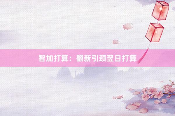 智加打算：翻新引颈翌日打算